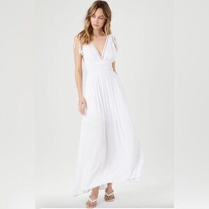 NWT Forever 21 White Crepe Caged V Neck Maxi Dress. Size M.